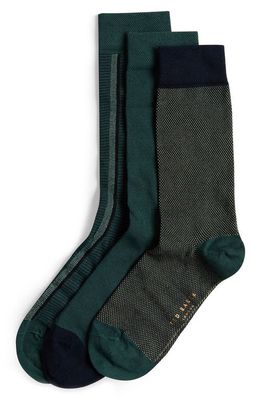 Ted Baker London Assorted 3-Pack Lowride Stripe Dress Socks Gift Box in Green Multi