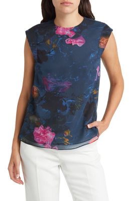 Ted Baker London Audriee Floral Extended Shoulder Top in Dark Blue