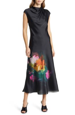 Ted Baker London Averiee Abstract Floral Satin Slipdress in Black