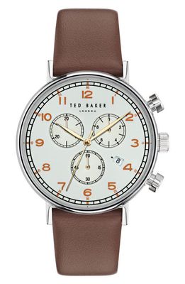 Ted Baker London Barnetb Chronograph Leather Strap Watch, 41mm in Brown 