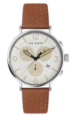 Ted Baker London Barnett Backlight Chronograph Leather Strap Watch