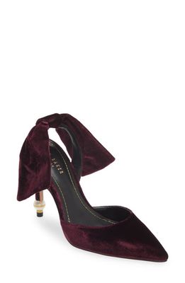 Ted Baker London Batalyn Bow Pointed Toe Velvet Slingback Pump in Oxblood