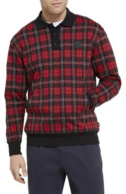 Ted Baker London Bennev Plaid Rugby Polo in Red