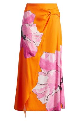 Ted Baker London Bethhie Twist Detail Faux Wrap Skirt in Bright Orange