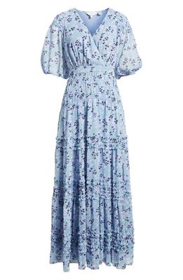 Ted Baker London Blakeli Floral Smocked Puff Sleeve Dress in Blue