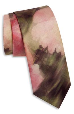 Ted Baker London Blurtie Abstract Floral Silk Skinny Tie in Pink