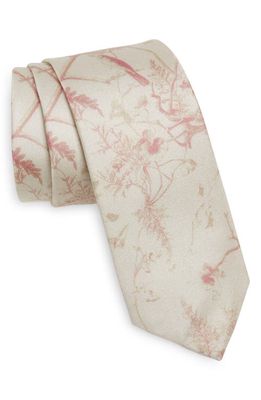 Ted Baker London Botan Floral Silk Skinny Tie in Dusky Pink
