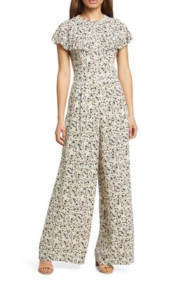 Ted Baker London Briggid Floral Cape Sleeve Jumpsuit in Nude Pink