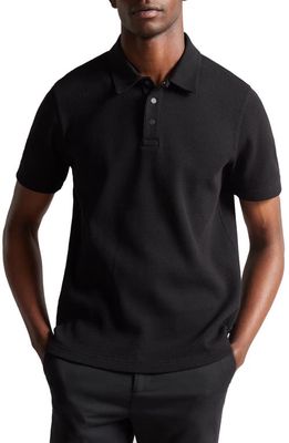 Ted Baker London Bute Textured Knit Snap Polo in Black