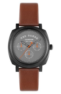 Ted Baker London Caine Multifunction Leather Strap Watch