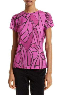Ted Baker London Carlia Fitted Stretch Cotton Graphic Tee in Bright Pink