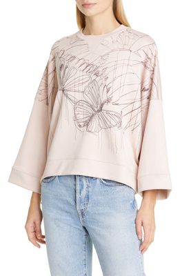 Ted Baker London Carmile Embroidered Knit Graphic Sweatshirt in Dusky-Pink