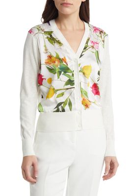 Ted Baker London Chantri Floral Cardigan in White