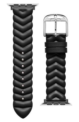 Ted Baker London Chevron Leather 22mm Apple Watch Watchband in Black