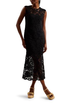 Ted Baker London Corha Floral Lace Midi Dress in Black 