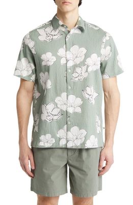 Ted Baker London Coving Floral Cotton Stretch Seersucker Short Sleeve Button-Up Shirt in Light Green
