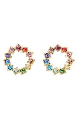 Ted Baker London Cresina Crystal Frontal Hoop Earrings in Gold Rainbow Pastel Crystal