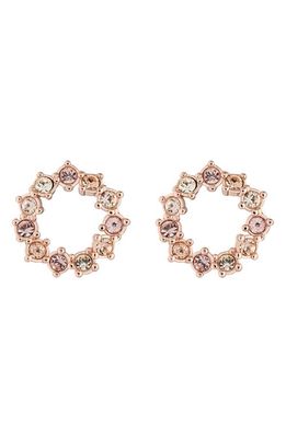 Ted Baker London Cresina Crystal Hoop Stud Earrings in Rose Gold Pink Crystal