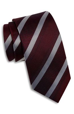 Ted Baker London Creston Textured Stripe Silk Tie in Dark Red