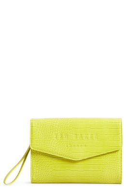 Ted Baker London Crocey Croc Embossed Faux Leather Clutch in Lime