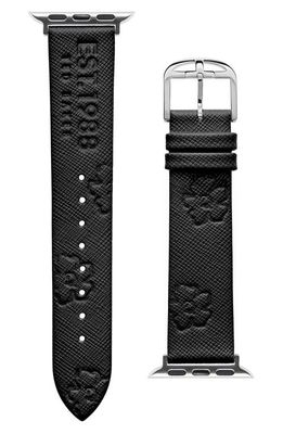 Ted Baker London Debossed Saffiano Leather Apple Watch Watchband in Black