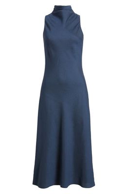 Ted Baker London Eleanar High Cowl Neck Midi Dress in Dark Blue