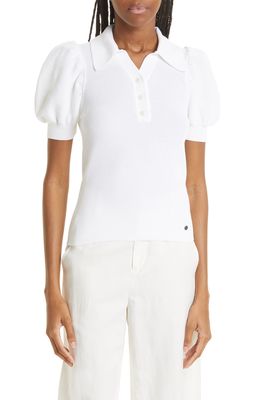 Ted Baker London Ellyie Puff Sleeve Pique Polo in Ivory