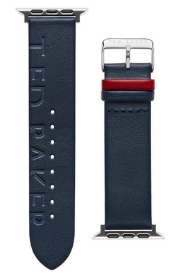Ted Baker London Engraved Leather 22mm Apple Watch Watchband in Blue