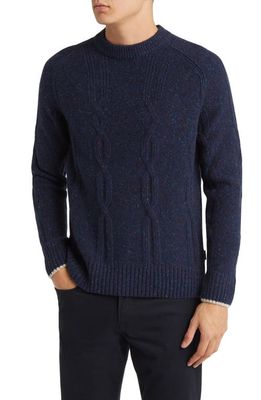 Ted Baker London Enroe Cable Stitch Wool Blend Sweater in Navy