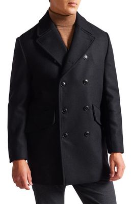 Ted Baker London Flasby Core Wool Blend Peacoat in Navy