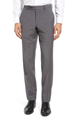 Ted Baker London Flat Front Check Wool Trousers in Grey