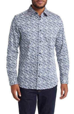 Ted Baker London Floral Stretch Cotton Button-Up Shirt in White