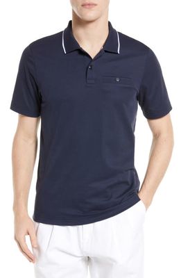 Ted Baker London Galton Tipped Cotton Blend Polo in Navy