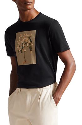 Ted Baker London Glamak Floral Graphic Tee in Black