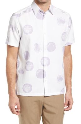 Ted Baker London Gophir Print Short Sleeve Button-Up Shirt in White