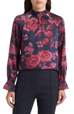 Ted Baker London Graceya Floral Cutout Detail Top in Dark Blue