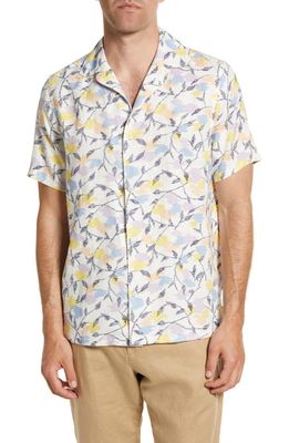 Ted Baker London Hadrian Abstract Floral Short Sleeve Linen Button-Up Shirt in White/Multi