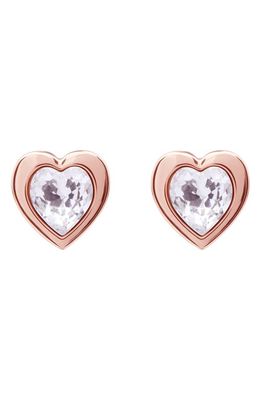 Ted Baker London Han Crystal Heart Stud Earrings in Rose Gold/Crystal