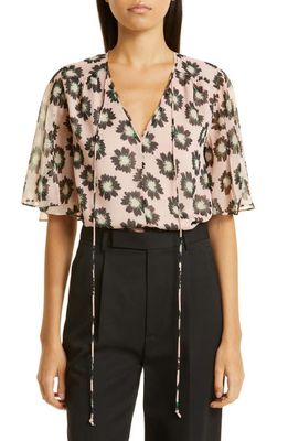 Ted Baker London Harlynn Floral Flutter Sleeve Chiffon Top in Pink