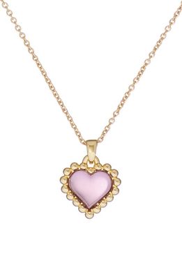 Ted Baker London Haryyn Heart of Glass Pendant Necklace in Gold Tone Light Pink