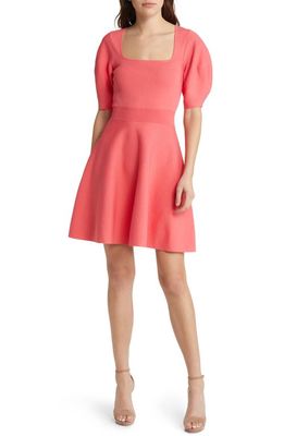 Ted Baker London Hayliy Puff Sleeve Knit Skater Dress in Coral