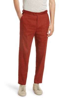 Ted Baker London Illston Camburn Flat Front Stretch Wool & Linen Dress Pants in Burnt Red
