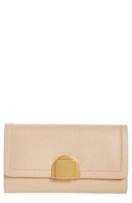 Ted Baker London Imieldi Lock Detail Leather Clutch in Ivory