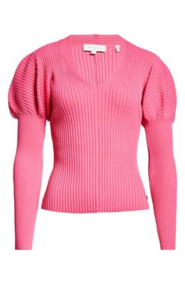Ted Baker London Ivery Rib Juliet Sleeve Sweater in Deep-Pink