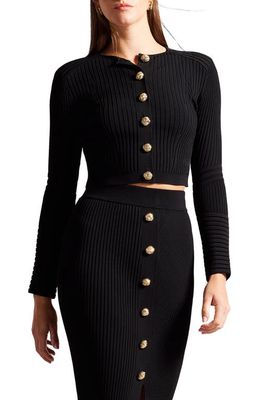 Ted Baker London Janisaa Statement Button Rib Cardigan in Black