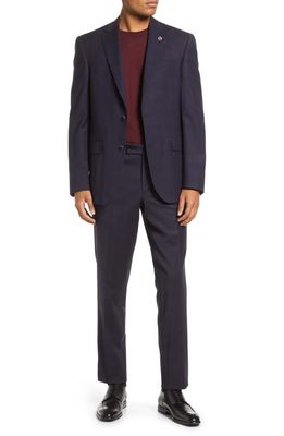 Ted Baker London Jay Check Slim Fit Stretch Wool Suit in Teal