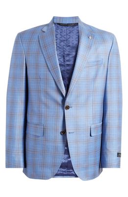 Ted Baker London Jay Slim Fit Deco Plaid Wool Sport Coat in Medium Blue