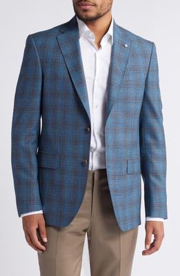 Ted Baker London Jay Slim Fit Deco Plaid Wool Sport Coat in Teal 