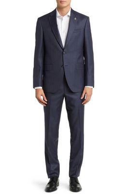 Ted Baker London Jay Slim Fit Deco Stripe Wool Suit in Blue
