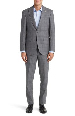 Ted Baker London Jay Slim Fit Plaid Stretch Wool Suit in Grey